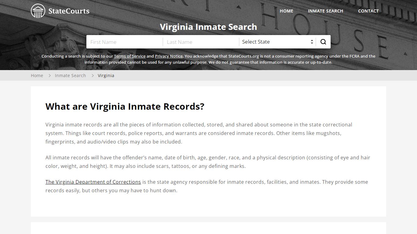 Virginia Inmate Search, Prison and Jail Information - State Courts